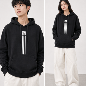 Adidas Originals Solid Pillar Hoodie-Black (Medium)